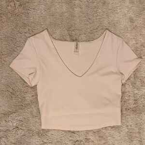 Divided Cream V-Neck Crop Top